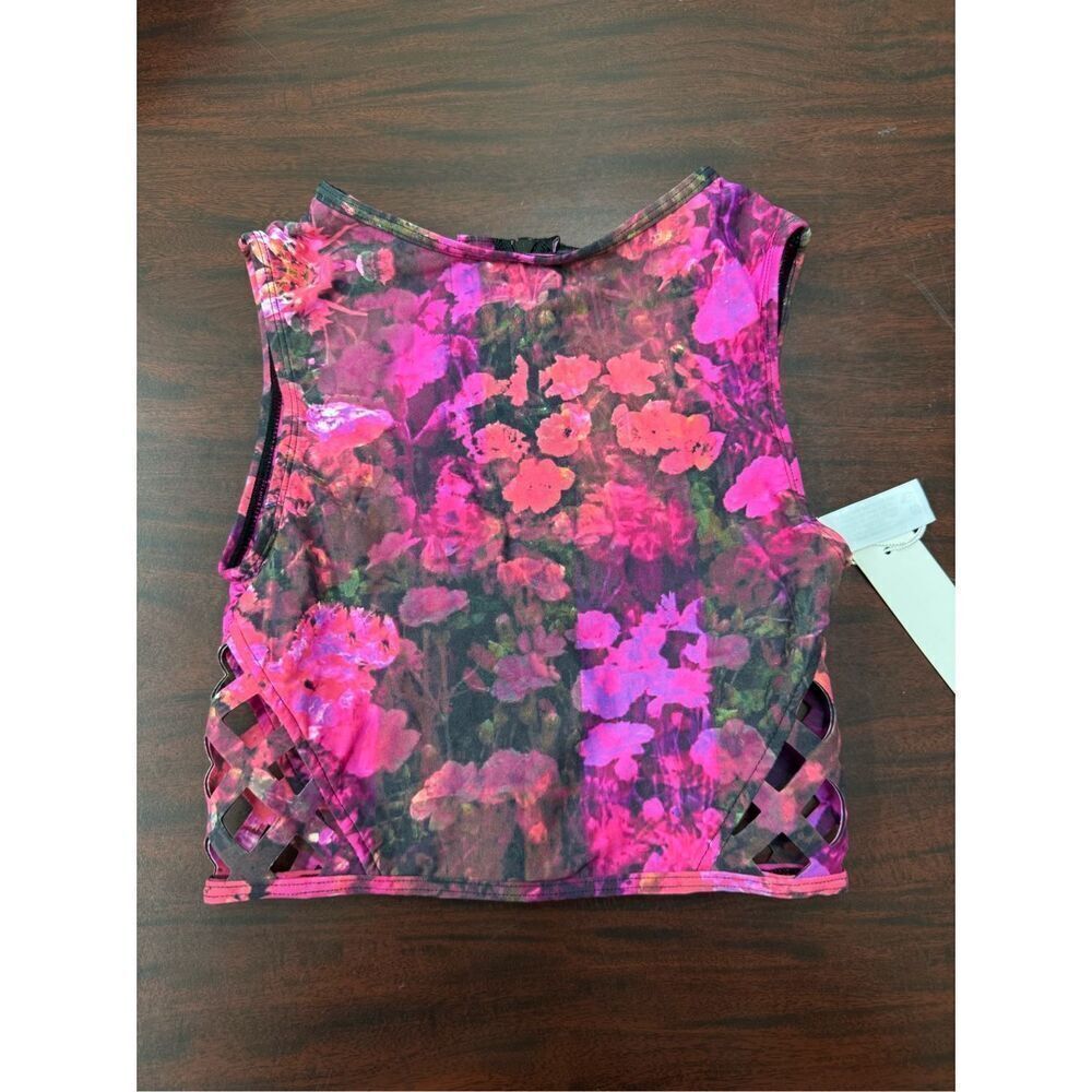 NWT Elizabeth Jones Floral Surf Swim Zip Up Swim Top Size X-Small